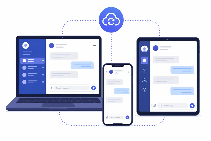 Telegram plattformübergreifende Synchronisation zwischen Windows macOS iOS Android