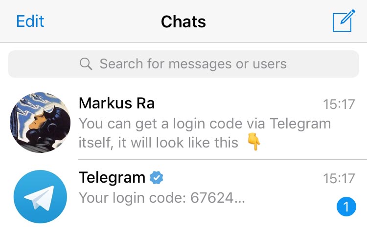 Telegram Web Anmeldung mit QR-Code
